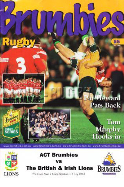 2001 ACT Brumbies v British and Irish Lions  Rugby Programme